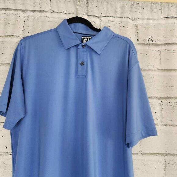 FootJoy FJ Mens Blue Athletic Fit Two Button Stretchy Golf Polo Shirt Size Large - Picture 4 of 11